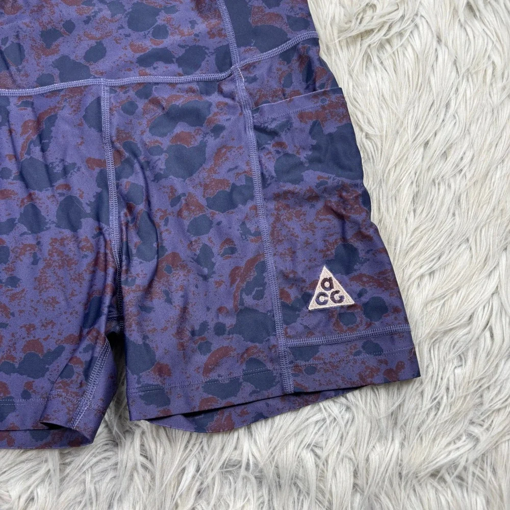 Nike ACG Dri-FIT ADV Women's S Purple Printed Crater Lookout Shorts Biker Gym